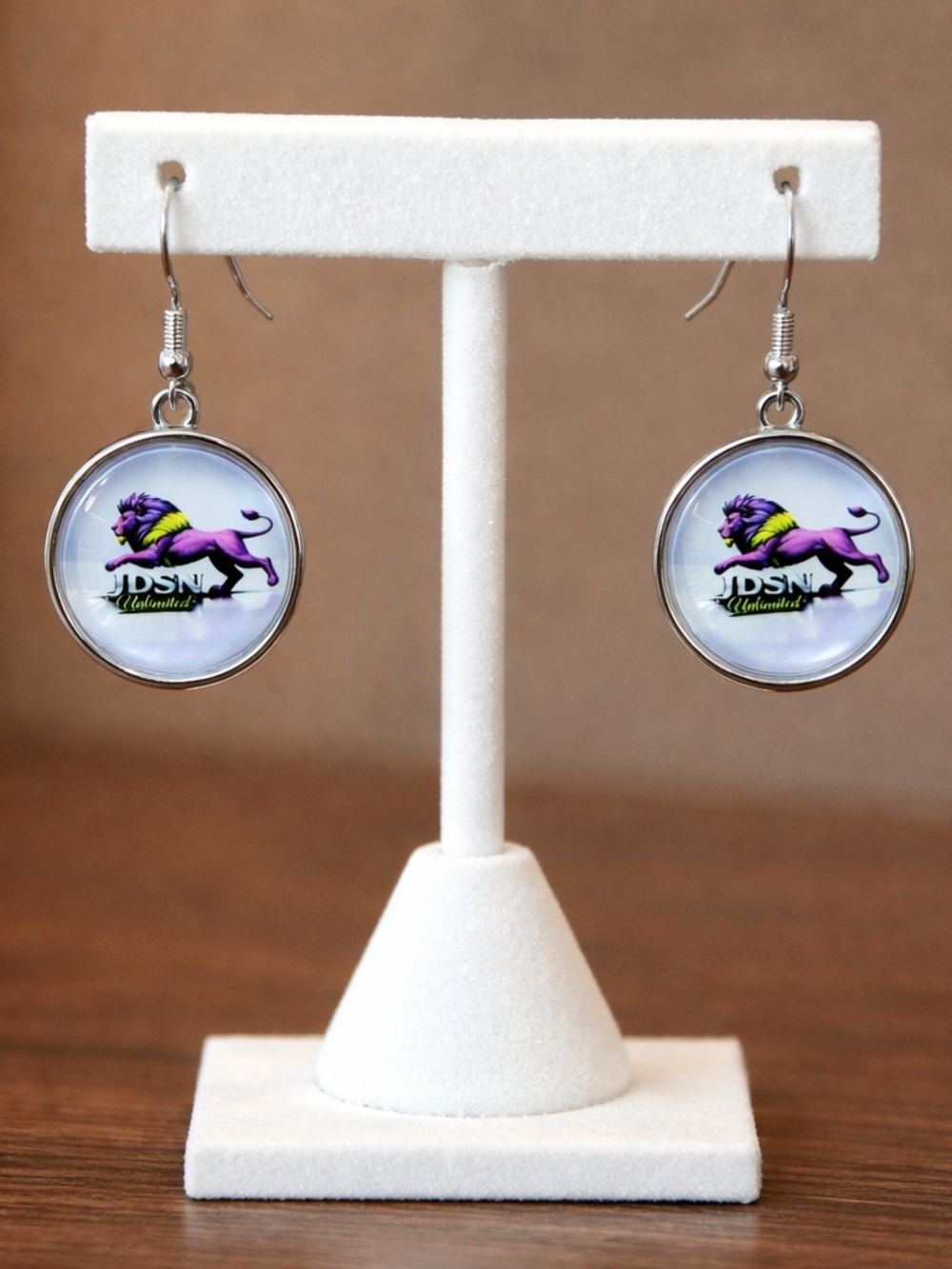 Unbranded Purple & Yellow Lion Drop Earrings - Women Jewelry